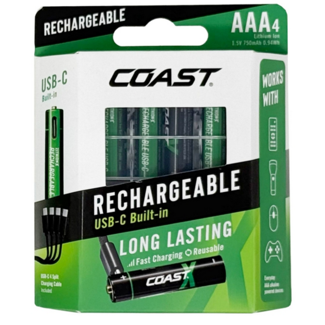 Coast Zithion-X oplaadbare AAA-batterijen